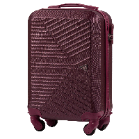 Бордовый чемодан мини из пластика WINGS чемодан ручная кладь XS женский дорожный чемоданчик на 4 колесиках