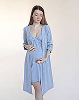 Комплект халат і сорочка для вагітних (сірий меланж), фото 2
