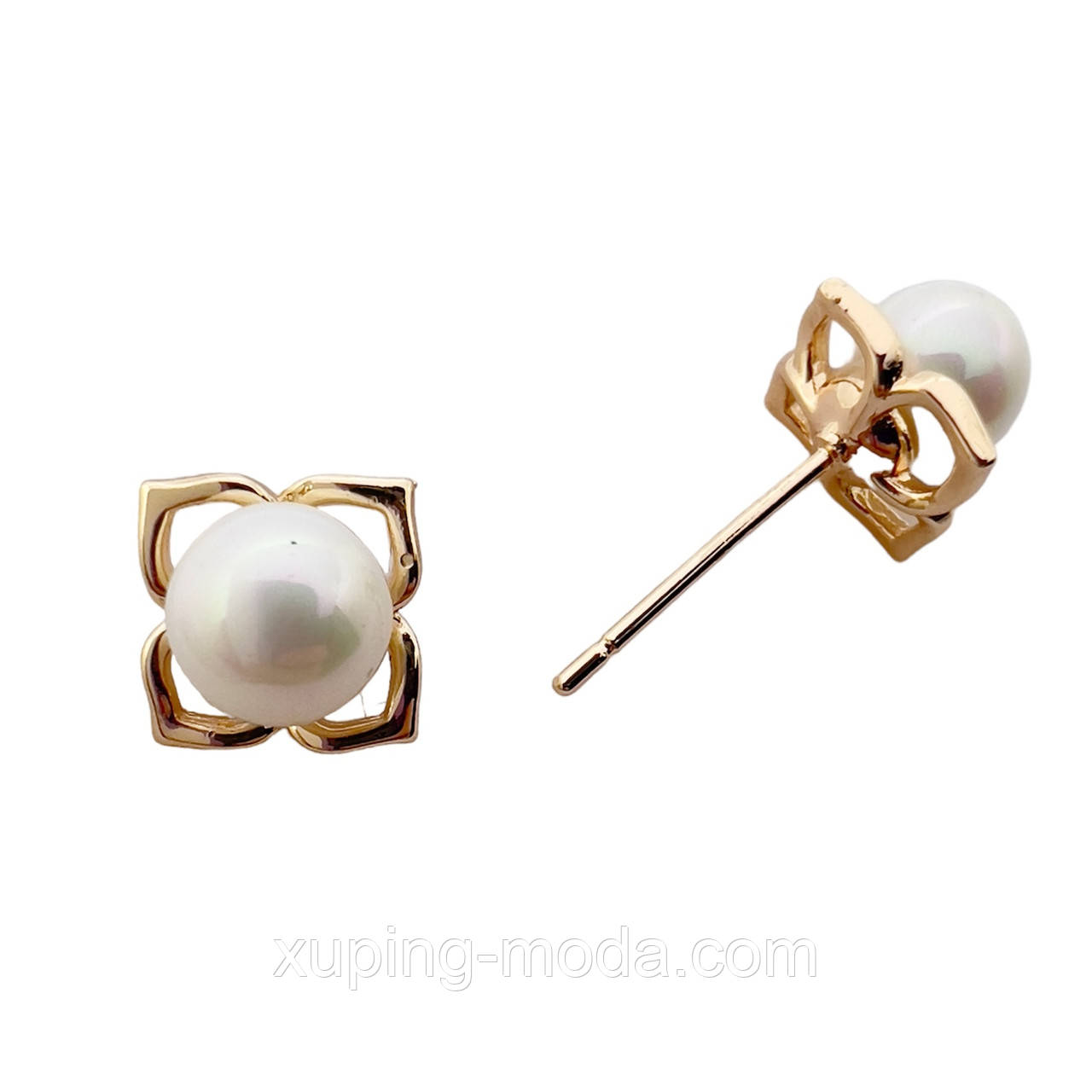 Сережки з перлинами xp. 8 мм.18 до, фото 1