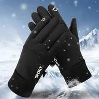 Зимові рукавички на флісі водонепроникні сенсорні Cevap чорні S/M