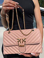 Сумка из эко-кожи Pinko Lady розовая Пинко молодежная брендовая сумка маленькая через плечо