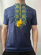 Футболка-вишиванка чоловіча "Остап" синій, фото 2