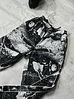 Чоловічі спортивні штани чорні з білим принтом Брюки осінні весняні плащівка з підкладкою, фото 2