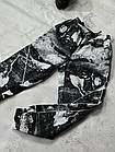 Чоловічі спортивні штани чорні з білим принтом Брюки осінні весняні плащівка з підкладкою, фото 3