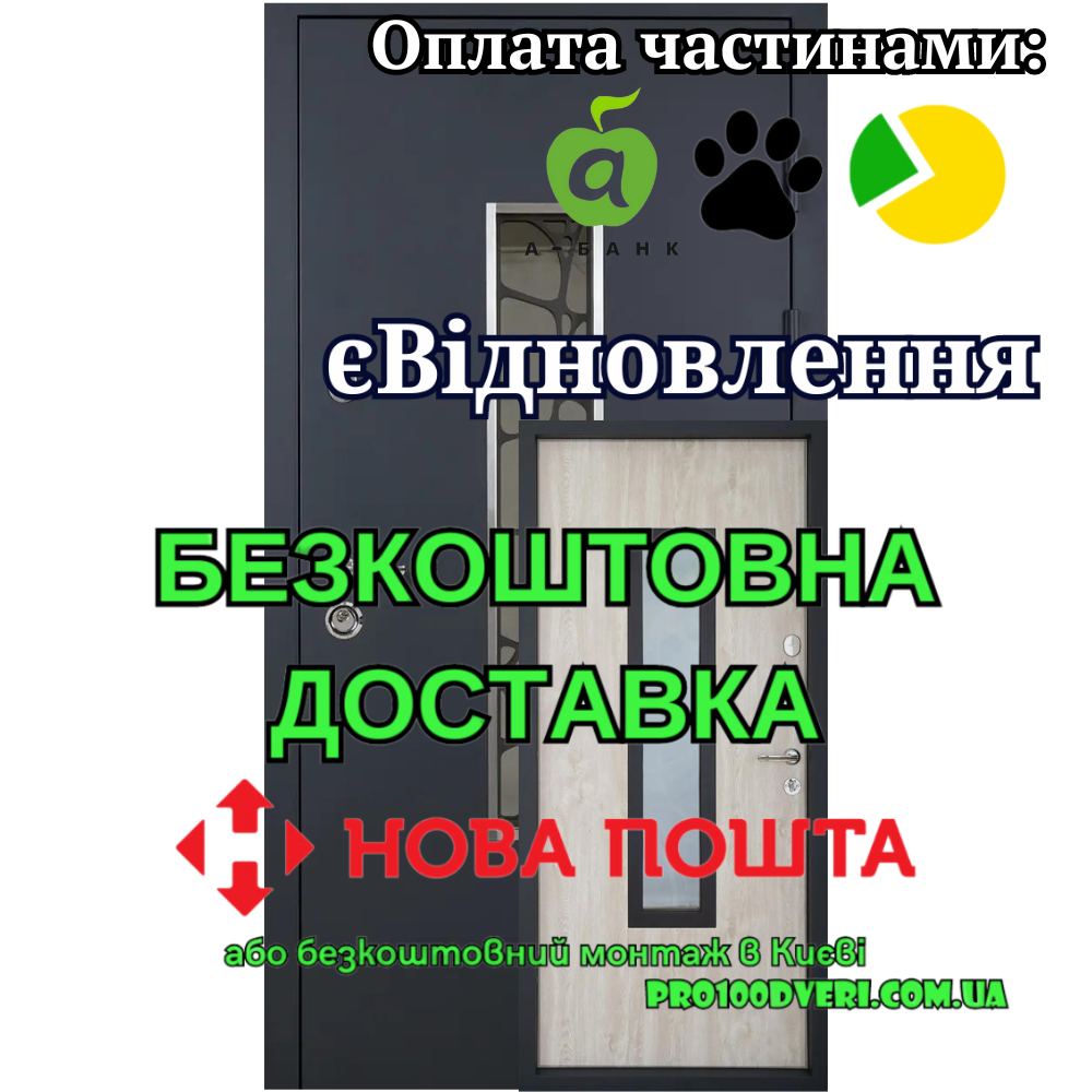 Вхідні двері модель Solid glass Defender Glass RAL 7021Т, ABWEHR