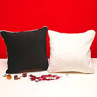 Плюшевая подушка для сублимации черная/белая