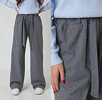 Подростковые теплые твидовые штаны палаццо для девочки размеры 146-164