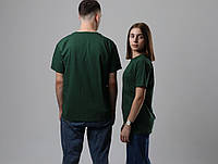 Зелёная хлопковая однотонная футболка унисекс L