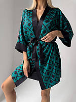 Женский качественный турецкий комплект халат и ночная рубашка ткань шелк сатин производитель Coccolarsi