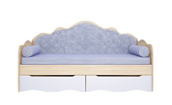 Ліжко односпальне Л-6 дитяче підліткове з м'яким узголів'ям подушками та висувними ящиками колір на вибір, фото 2