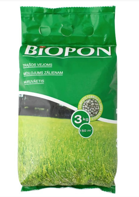 Універсальне добриво для газону Biopon NPK 12/5/9.5, 3 кг,  (Біопон, Польща)