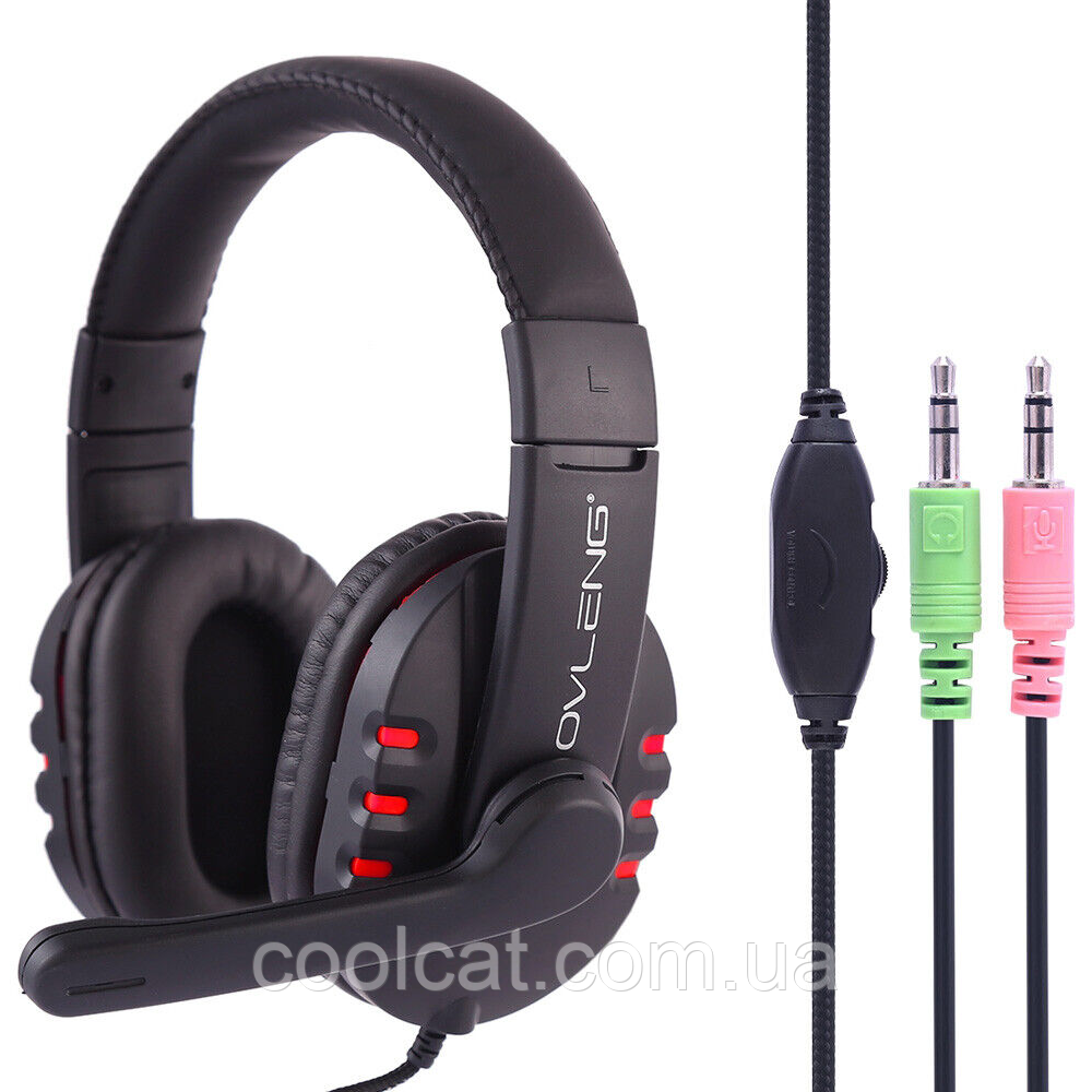 Ігрові навушники з мікрофоном повнорозмірні X6, Чорні / Накладні провідні комп'ютерні навушники
