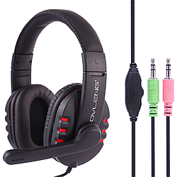 Ігрові навушники з мікрофоном повнорозмірні X6, Чорні / Накладні провідні комп'ютерні навушники