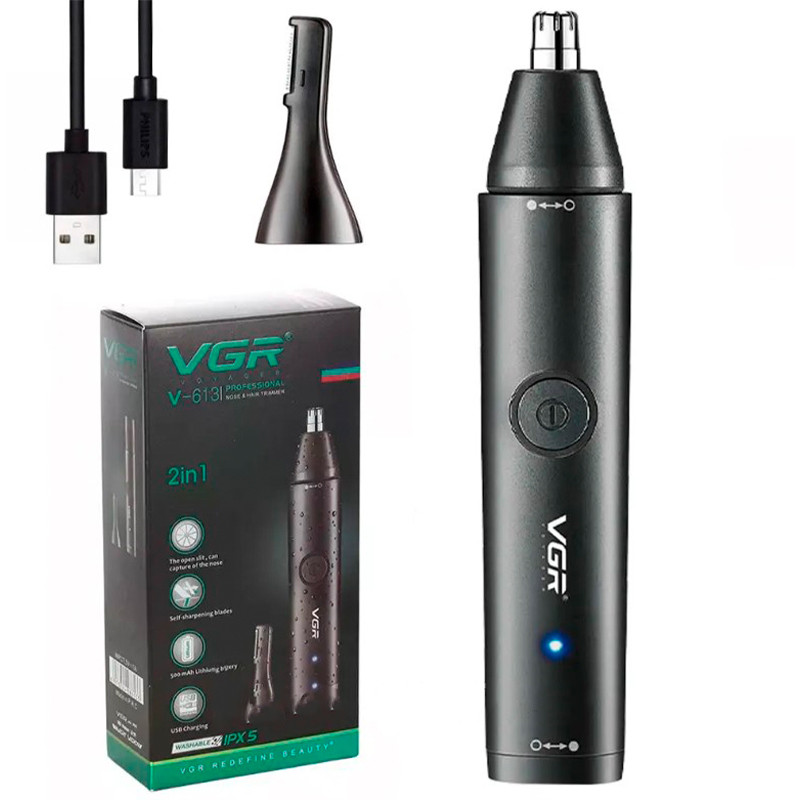 Тример акумуляторний 2в1 для носа та вух VGR V-613, фото 1