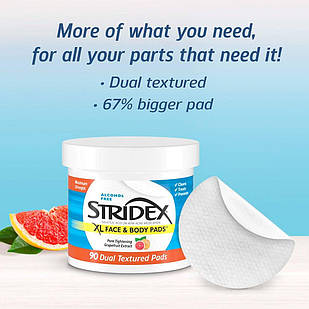 Stridex XL Single-Step Acne Control, що не містять спирту, 90 м'яких серветок