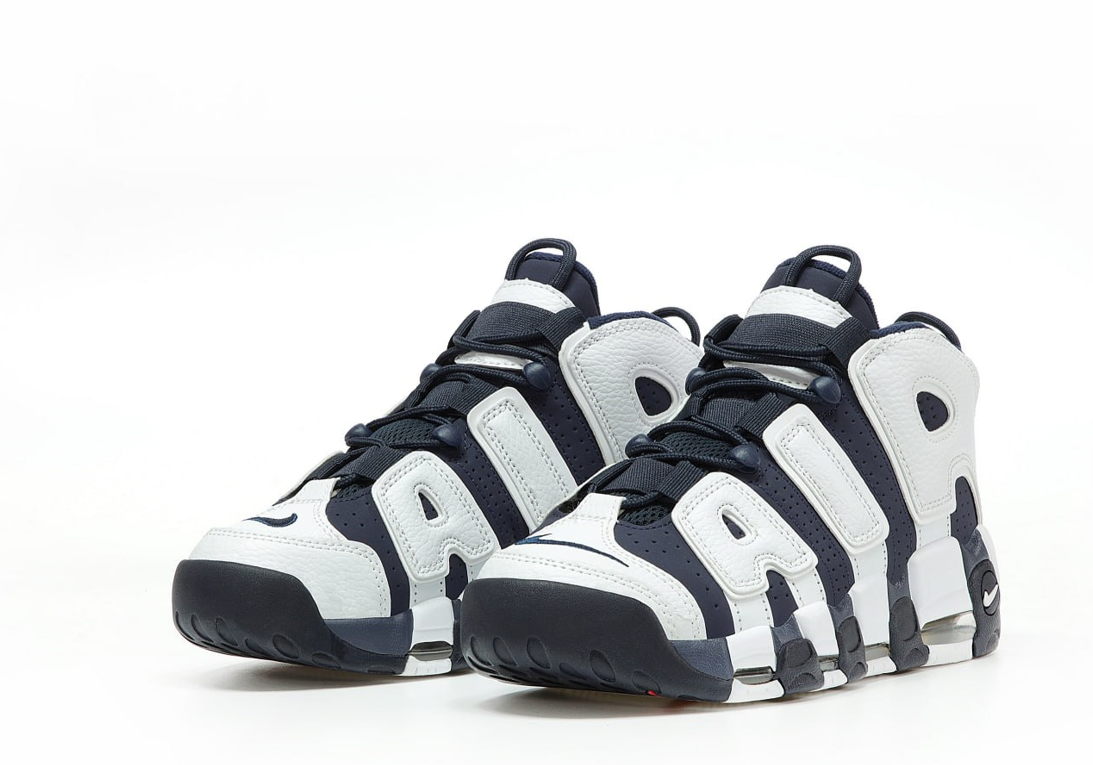 Чоловічі кросівки Nike Air More Uptempo white blue Найк Аптемпо білі синім шкіряні осінь весна