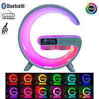 Светильник с беспроводной зарядкой - Bluetooth-колонка G11 15W BT, настольный ночник RGB (ST)