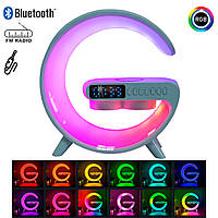 Світильник з бездротовою зарядкою - Bluetooth-колонка G11 15W BT, настільний нічник RGB