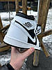 Чоловічі високі кросівки Nike Air Jordan 1 Retro High White Black Найк Джордан 1 шкіряні білі з чорним, фото 9