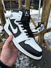 Чоловічі високі кросівки Nike Air Jordan 1 Retro High White Black Найк Джордан 1 шкіряні білі з чорним, фото 4