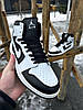 Чоловічі високі кросівки Nike Air Jordan 1 Retro High White Black Найк Джордан 1 шкіряні білі з чорним, фото 3