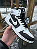 Чоловічі високі кросівки Nike Air Jordan 1 Retro High White Black Найк Джордан 1 шкіряні білі з чорним, фото 5