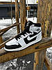 Чоловічі високі кросівки Nike Air Jordan 1 Retro High White Black Найк Джордан 1 шкіряні білі з чорним, фото 8