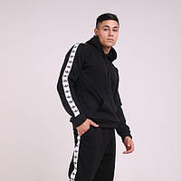 Мужская спортивная кофта Adidas черная с лампасами худи Адидас толстовка
