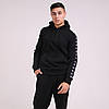 Чоловіча спортивна кофта Adidas чорна з лампасами худі Адідас толстовка, фото 4