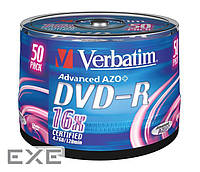 Диск VERBATIM DVD-R 4,7Gb 16x Cake 50 pcs 43548
