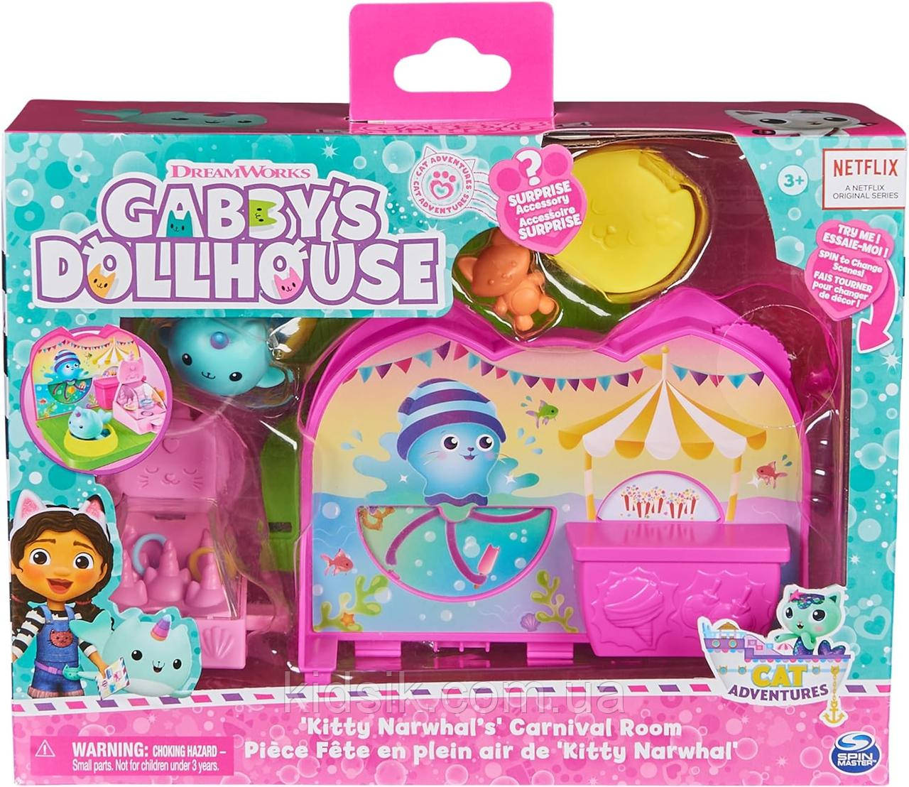 Ігровий набір «Кошача карнавальна кімната» з фігуркою Кітті Нарвал "Кукільний будиночок Габбі" Gabby's Dollhouse