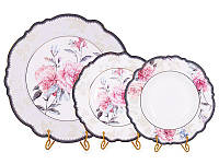 Подарочный набор тарелок фарфоровых 18 предметов 27 см 23 см 21 см BST 110444