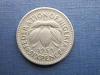 Монета 6 пенсов Нигерия Британская 1959