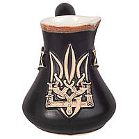 Турка кофейная керамическая глиняная Трезубец герб Украина черная матовая