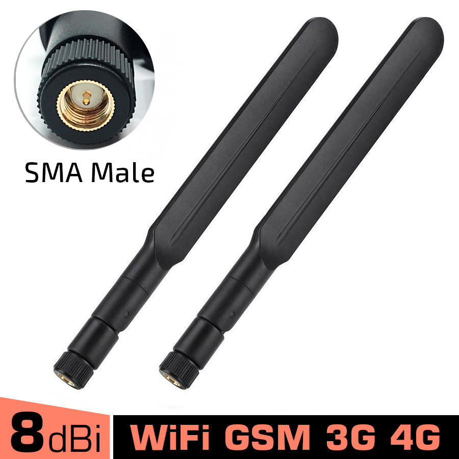 Комплект 2шт. антенна 4G LTE 3G GSM WiFi 8 dBi 900/1800MHz/2.4GHz SMA ...