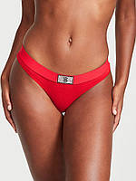 Женские трусики Victoria's Secret Logo Waist Pointelle Thong стринги XS красные