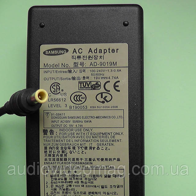Блок живлення для ноутбуків Samsung 19V 4.74 A (штекер 5.0-3.0-1.0)