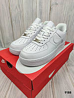 Женские белые кроссовки Nike Air Force 1 Low, женские кожаные стильные кроссовки, женские кеды Найк Аир Форс