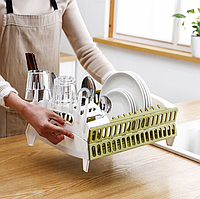 Складана сушка підставка для посуду пластмасова для кухні для дому біла над мийкою
