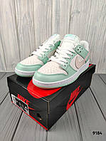 Кросівки жіночі Nike SB Dunk Low White Mint Pink, жіночі модні кросівки, жіноче стильне шкіряне взуття