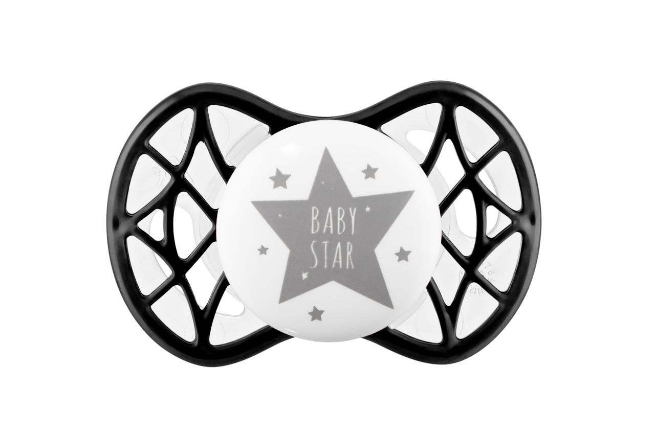 Nuvita Пустушка 7065 Air55 Cool симетрична 0m+ "BABY STAR" чорна