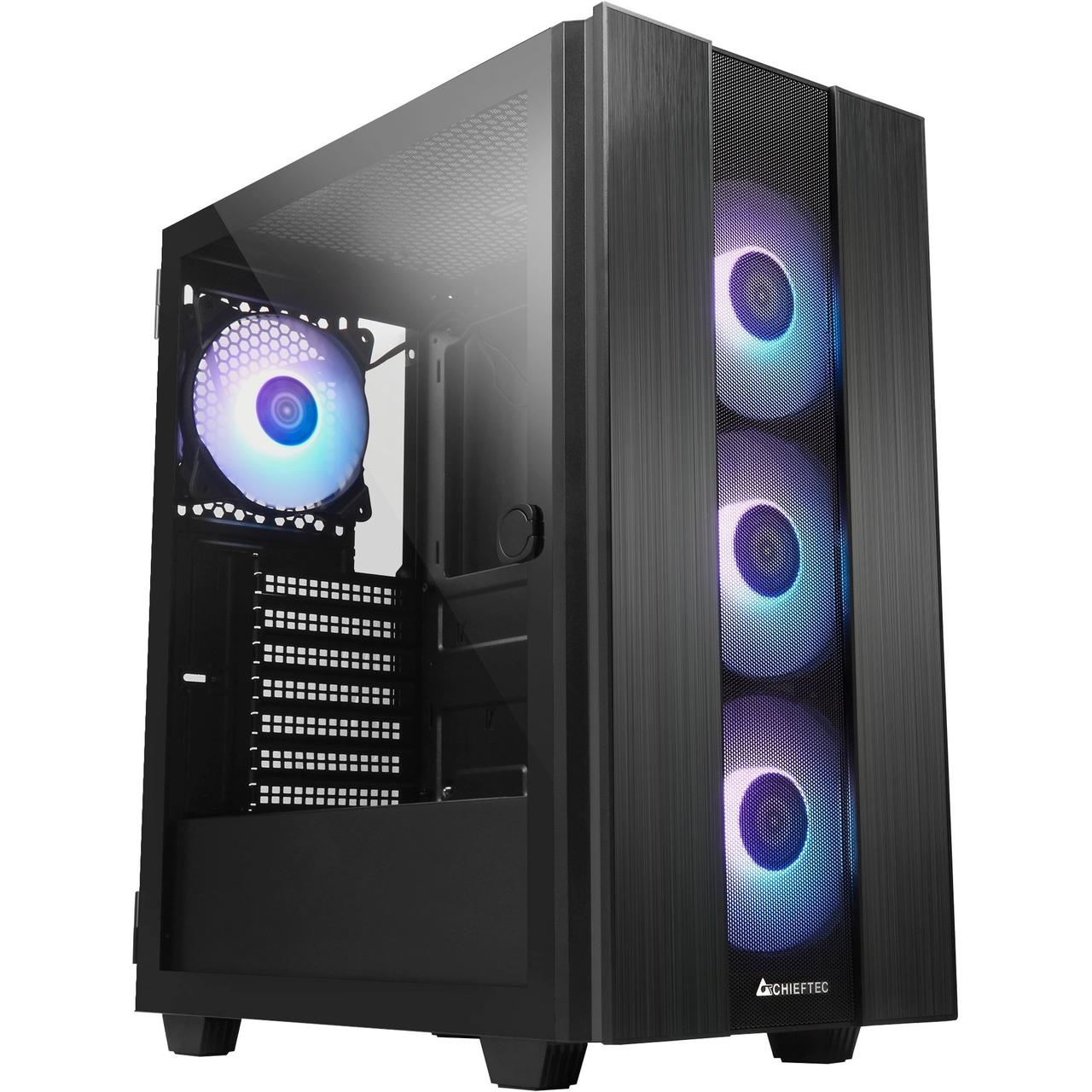 Chieftec Корпус Gaming Hunter 2 Tempered Glass Edition, без БЖ, 1xUSB3.1, 1xUSB Type-C, 4x120мм RAINBOW ARGB,