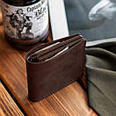 Чоловічий портмоне (гаманець) з натуральної шкіри з монетницею PLASTIK Brown у темно-коричневому кольорі, фото 2