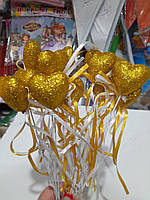 Сувенир - украшение Сердце маленькое золотое пенопластиковое 12шт. Пр-во: Китай