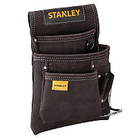 Stanley Сумка для инструмента, карман, 3 отделения, крепкая качественная кожа, металлический держатель для