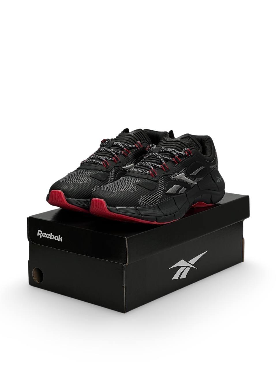 Чоловічі кросівки Reebok Zig Kinetica || Black Red (Чорні) Взуття Рібок Зиг Кинетика текстиль нейлон демісезон
