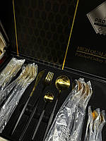 Набор столовых приборов Cooking House Polished Cutlery Set 24 предмета 6 персон золотисто черный