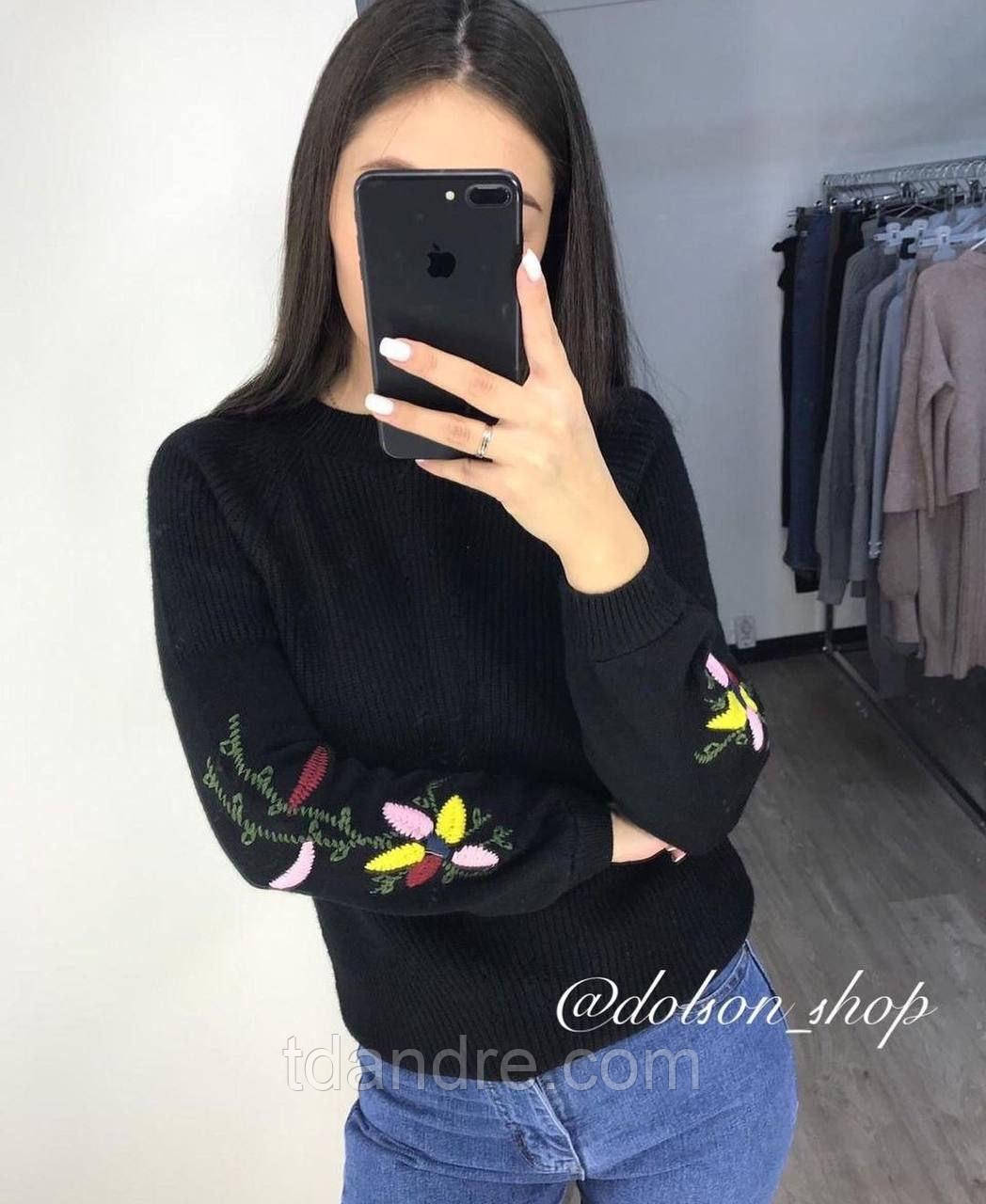 Джемпер вишиванка з вишивкою на рукаві, фото 1