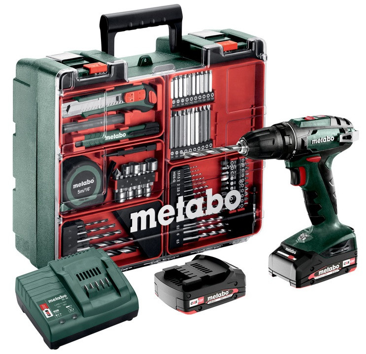 Metabo Шурпокрут-дриль BS 18 MOBILE WERKSTATT, акумуляторний, 2*18В, 2 Аг, 1.3кг