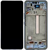 Дисплей модуль тачскрин Samsung A536 Galaxy A53 5G черный TFT без функции отпечатка пальца в рамке синего